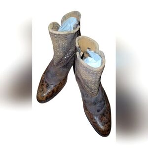 Corral Vintage Brown Leather Western Distressed Ankle Bootie Sz 6 1/2 M